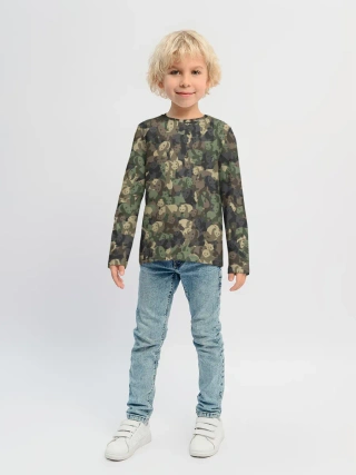 Детский лонгслив / Камуфляж с пандами