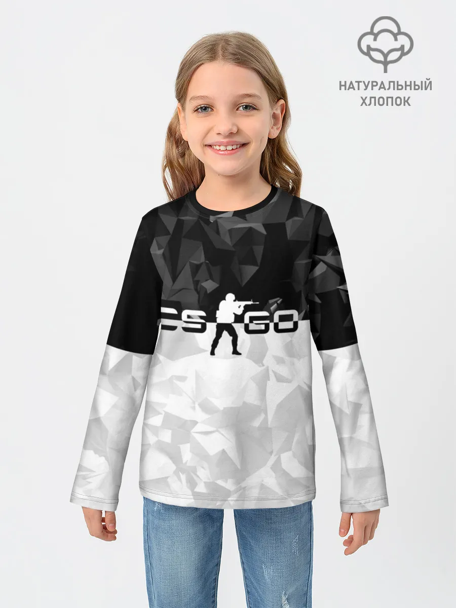 Детский лонгслив / CS GO BLACK WHITE GEOMETRY