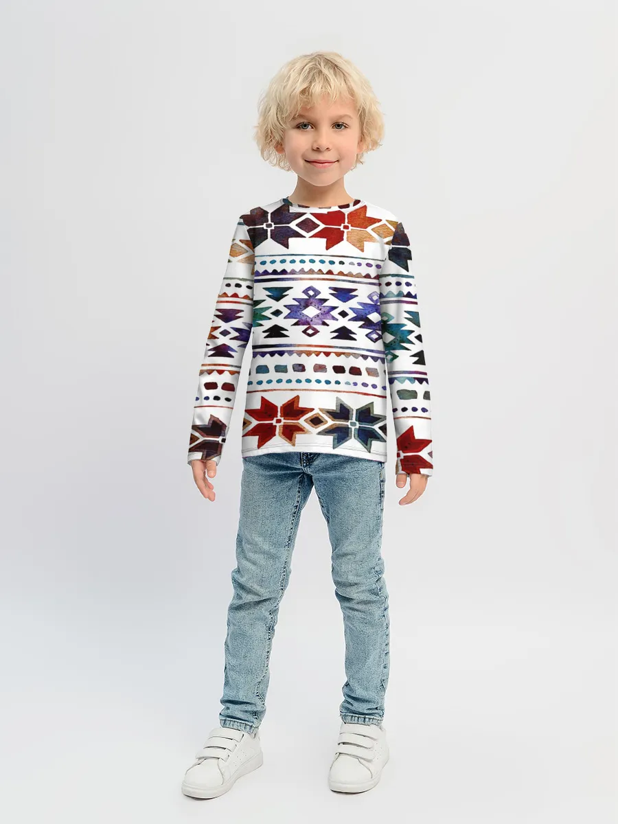 Детский лонгслив / Снежинки акварель