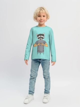 Детский лонгслив / Енот Хипстер Love