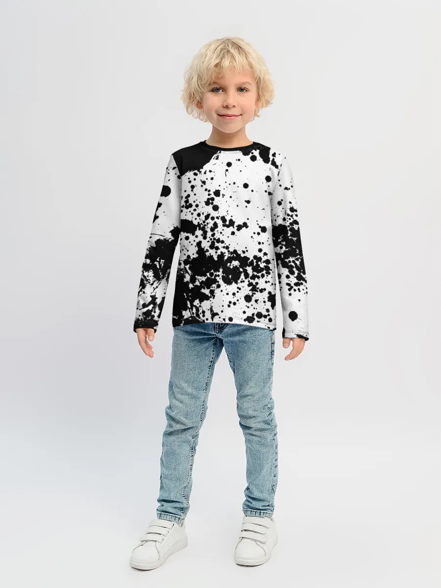 Детский лонгслив / Черно-белые капли
