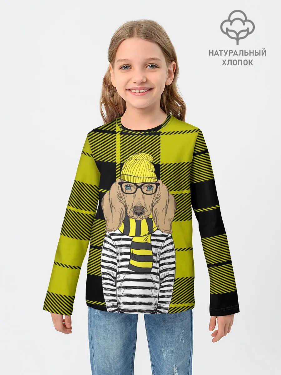 Детский лонгслив / Такса Хипстер