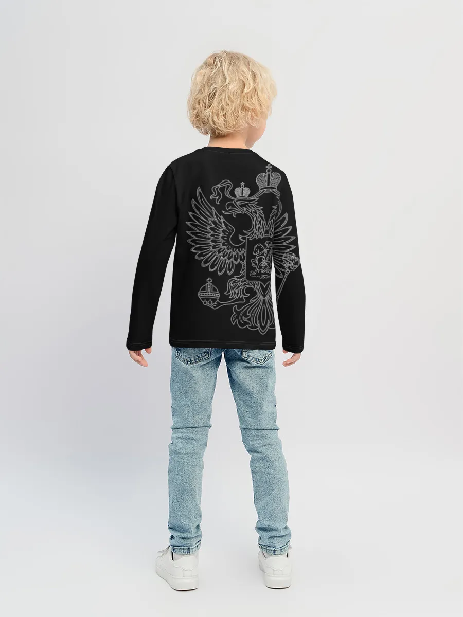 Детский лонгслив / Подводник, белый герб РФ