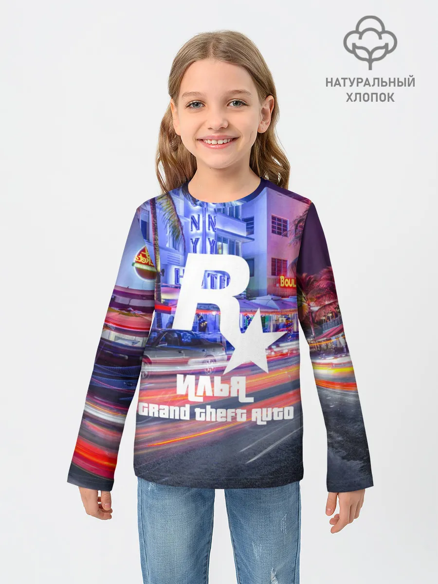 Детский лонгслив / Илья в стиле GTA