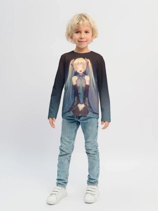 Детский лонгслив / Хатсуне сидит прикрыв глаза