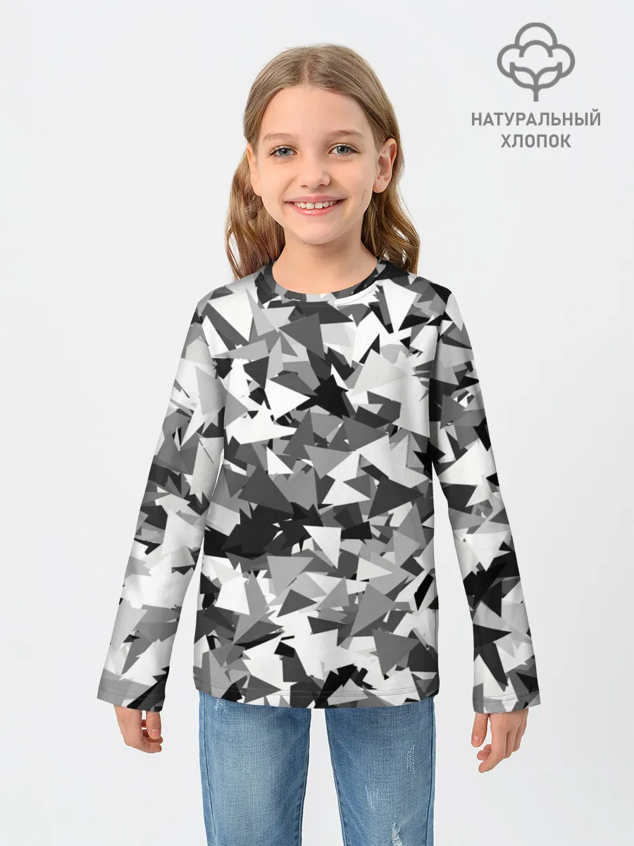 Детский лонгслив / Городской серый камуфляж