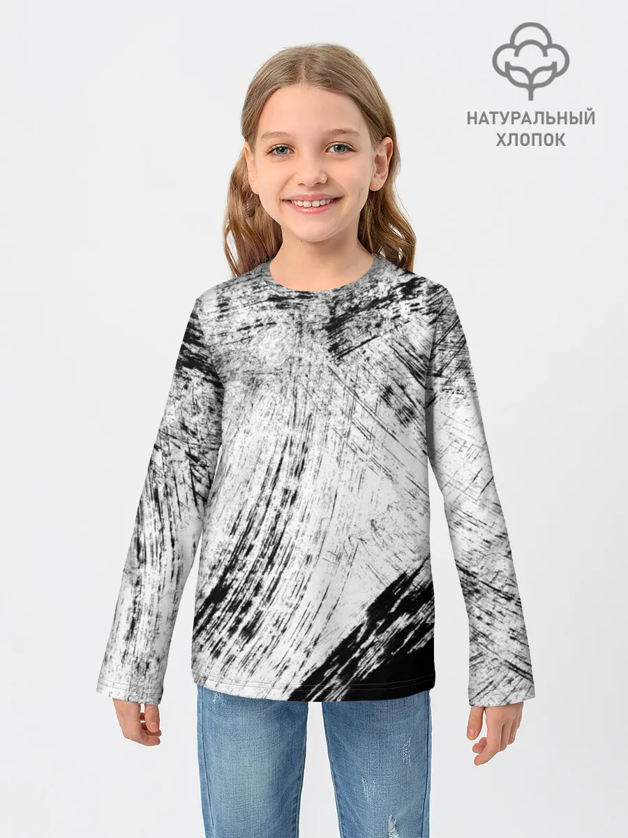 Детский лонгслив / Серые штрихи
