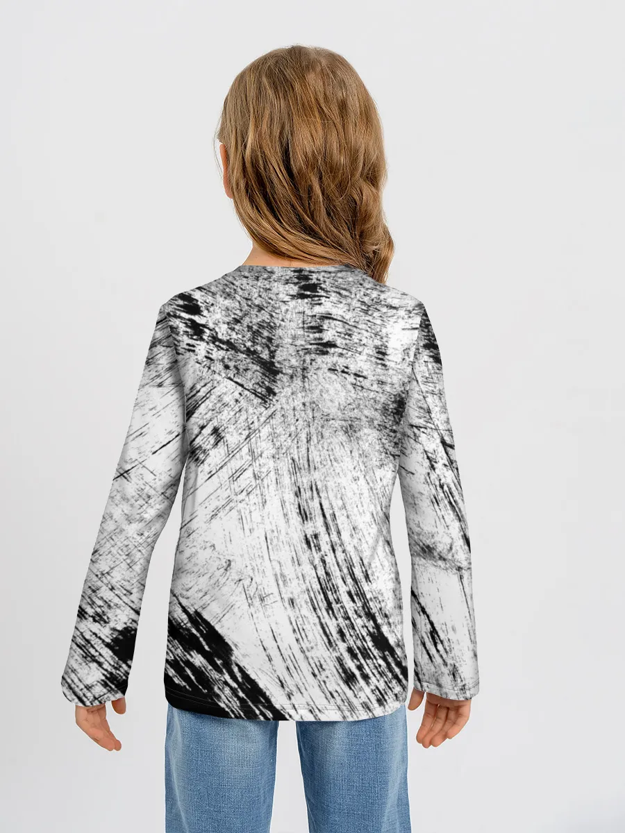 Детский лонгслив / Серые штрихи