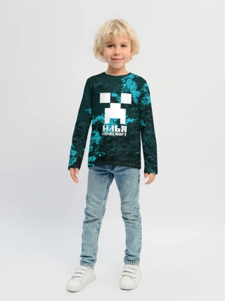 Детский лонгслив / Илья в стиле Minecraft