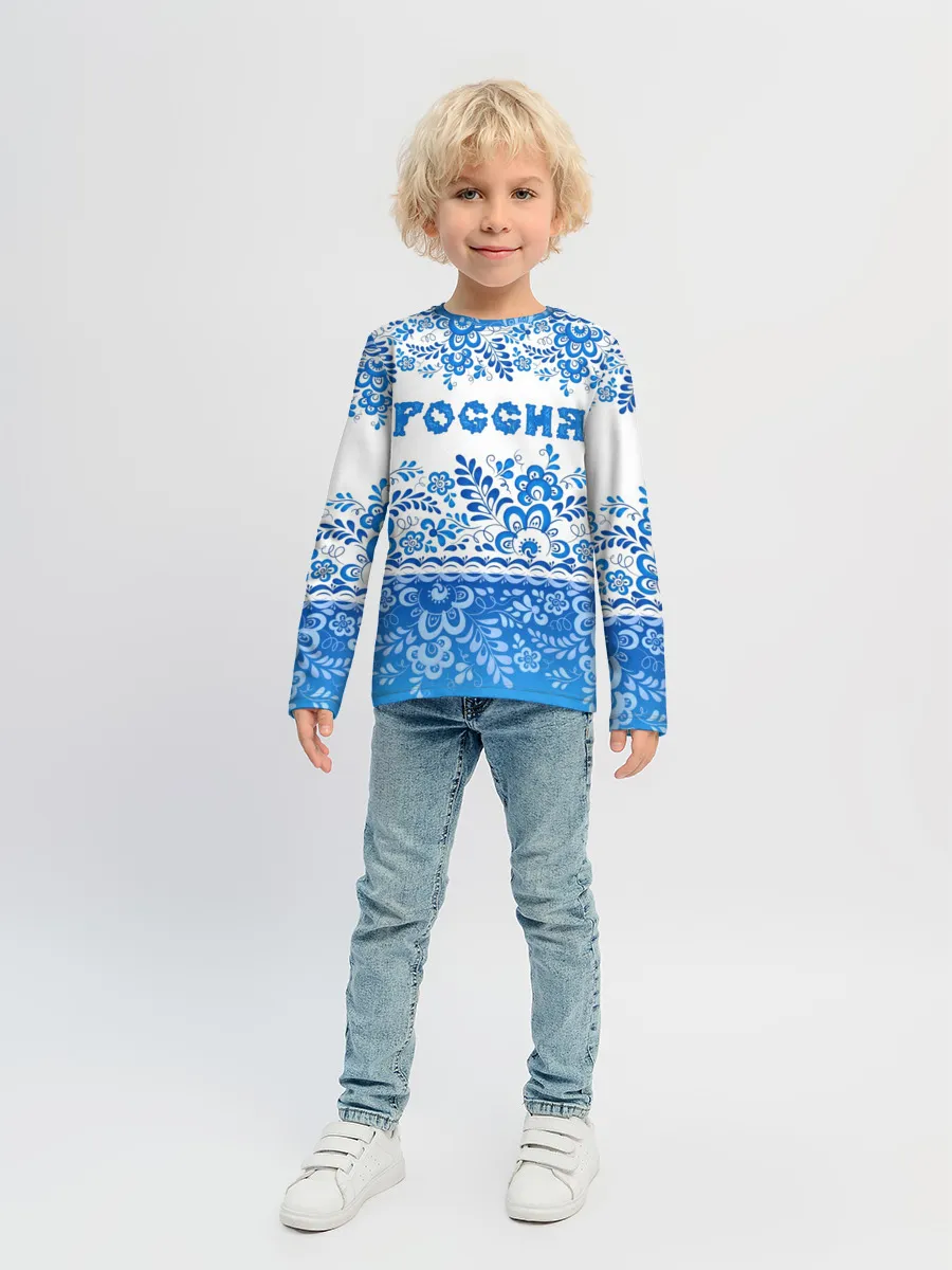 Детский лонгслив / Россия гжель