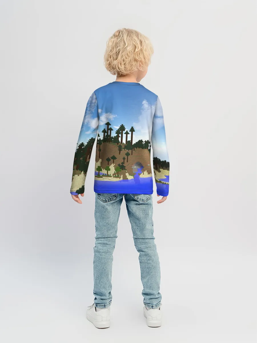 Детский лонгслив / Стив на Эндер Драконе