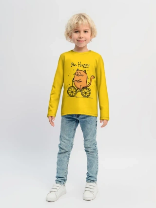 Детский лонгслив / Be Happy,cat