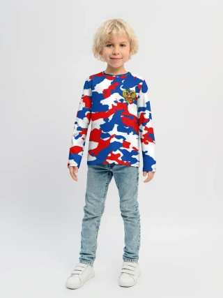 Детский лонгслив / Герб РФ Милитари