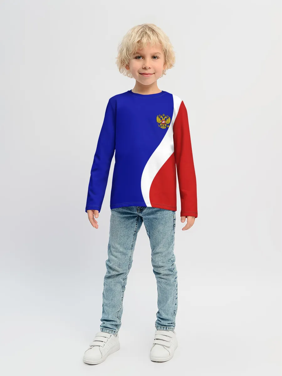 Детский лонгслив / Герб РФ Триколор