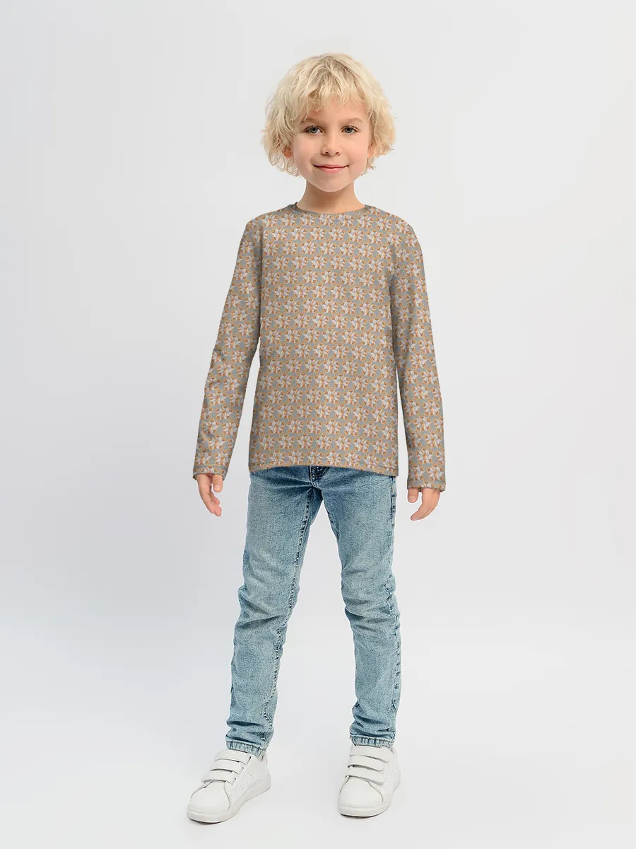 Детский лонгслив / Лисы узор