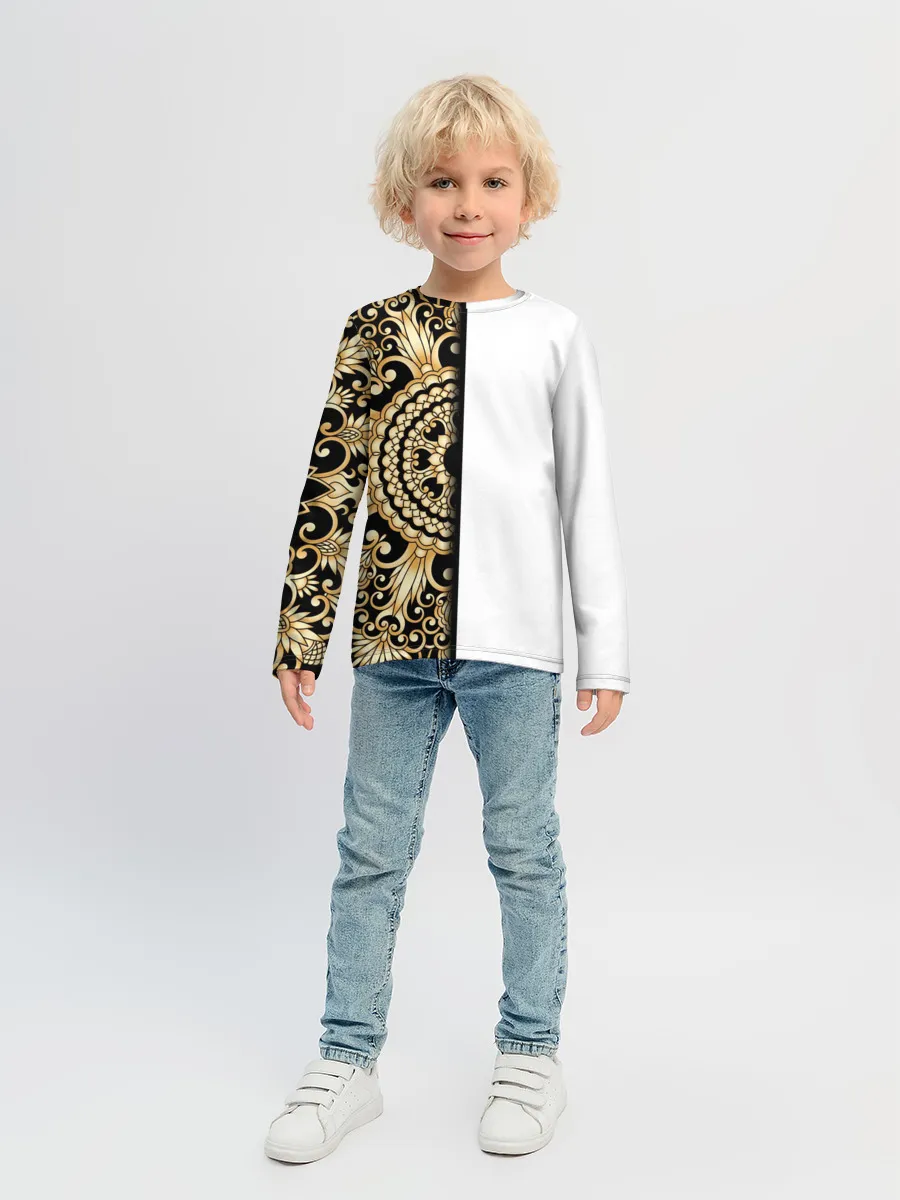 Детский лонгслив / Белое на черном