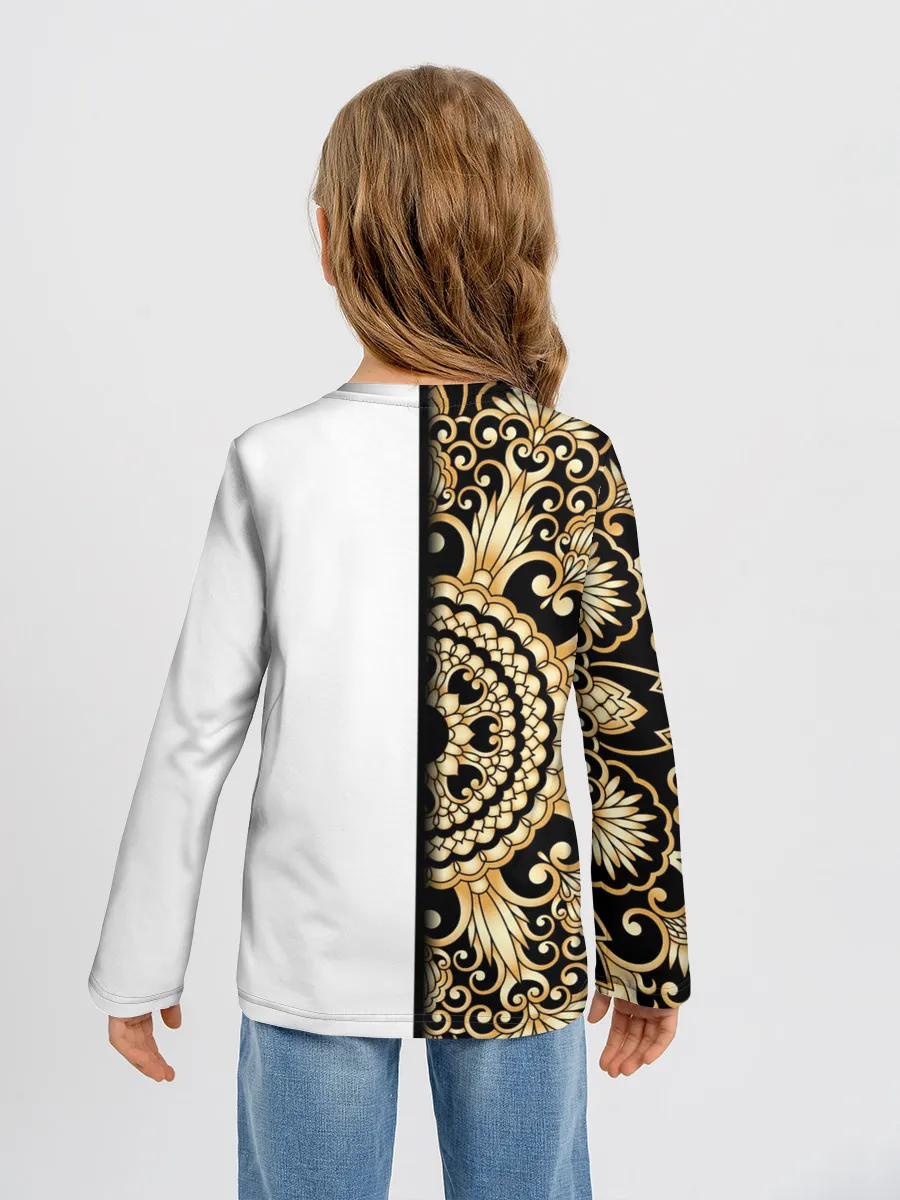 Детский лонгслив / Белое на черном