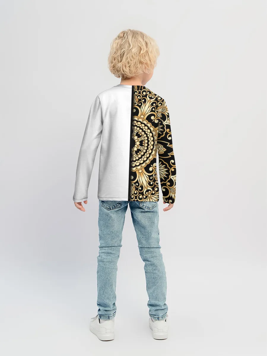 Детский лонгслив / Белое на черном