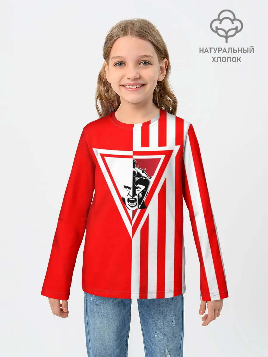 Детский лонгслив / Красно-белый воин