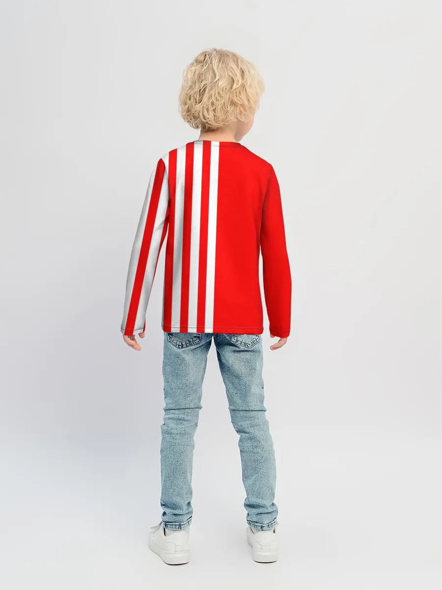 Детский лонгслив / Красно-белый воин