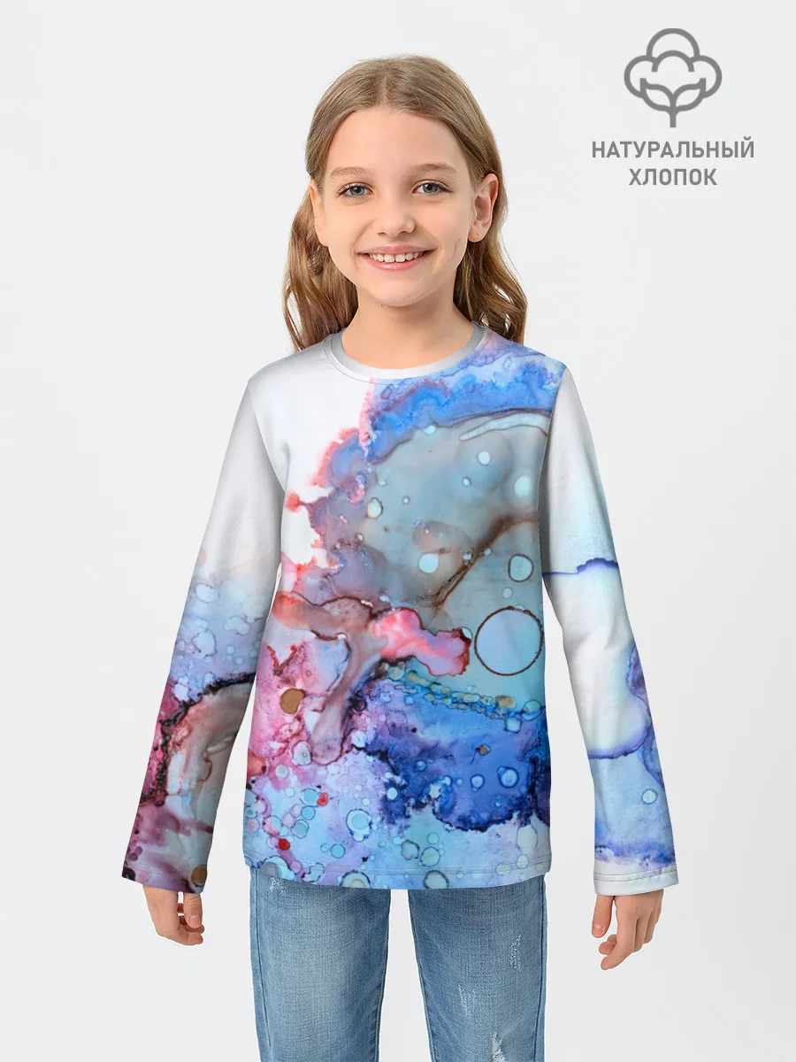 Детский лонгслив / Акварельные разводы
