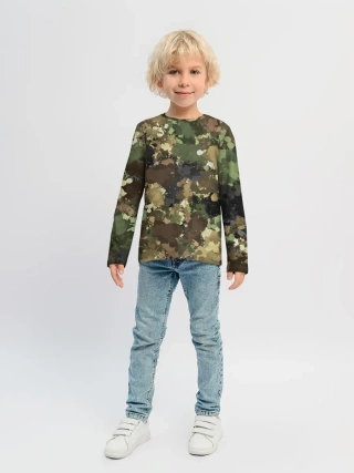 Детский лонгслив / Камуфляж с кляксами