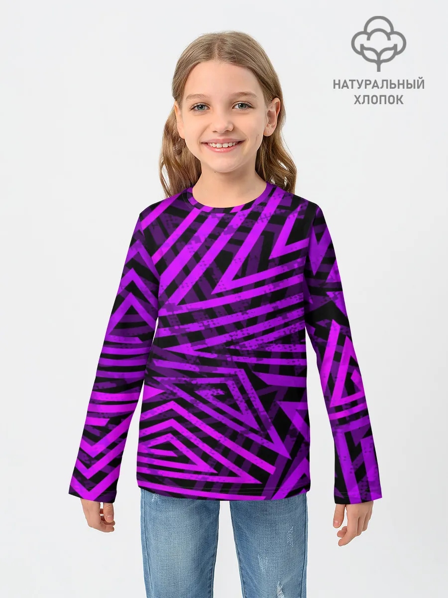 Детский лонгслив / Неоновая геометрия