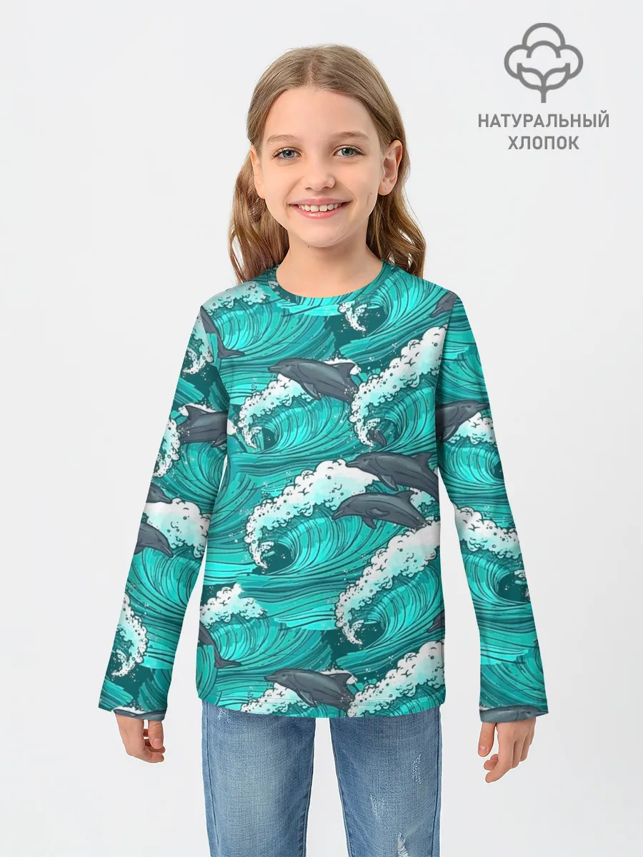 Детский лонгслив / Дельфины