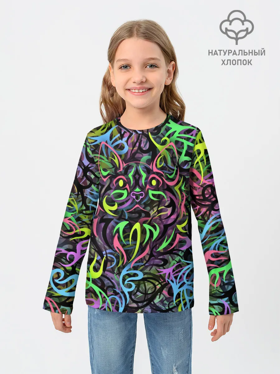 Детский лонгслив / Абстрактный кот