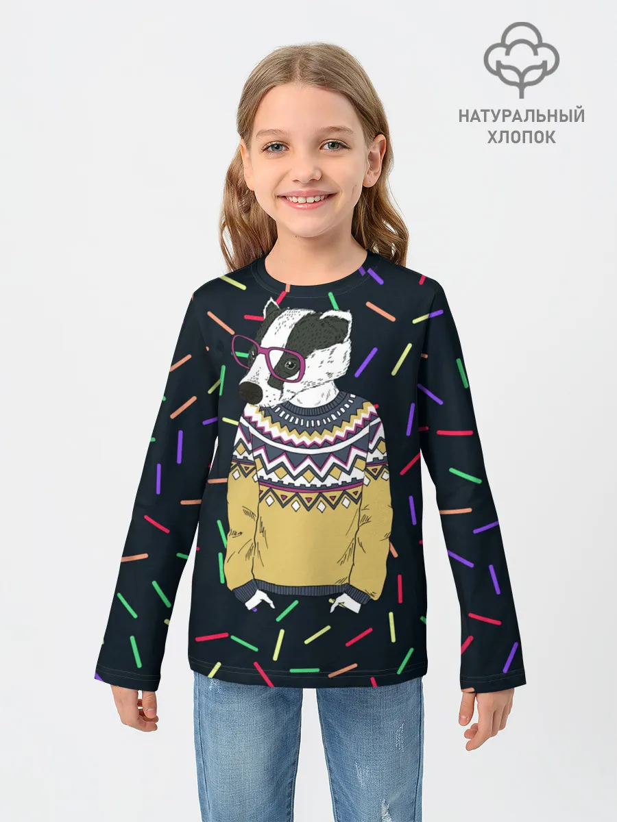 Детский лонгслив / Барсук