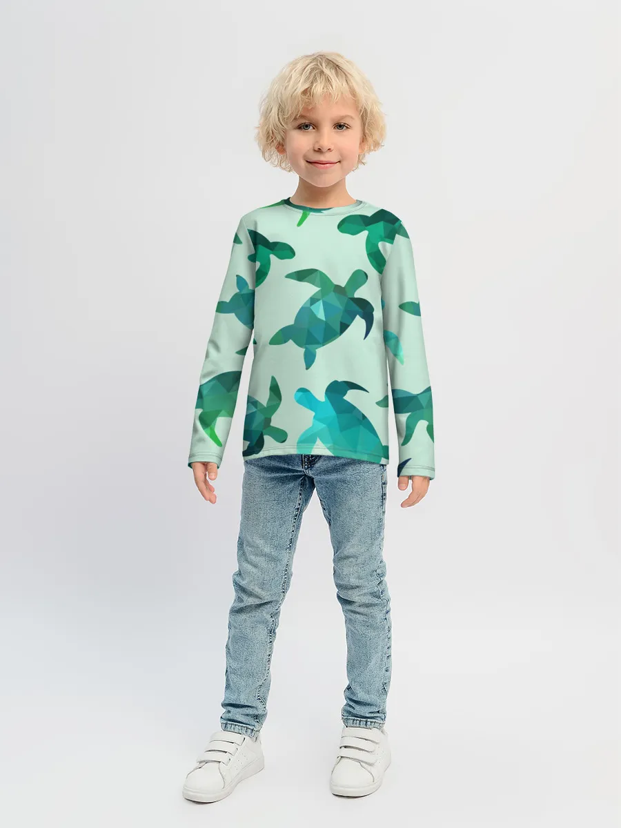 Детский лонгслив / Абстракция Черепахи Полигон