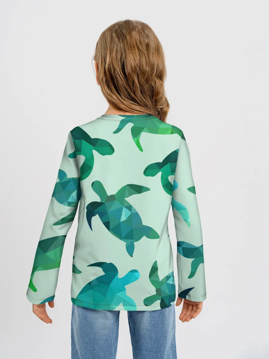 Детский лонгслив / Абстракция Черепахи Полигон