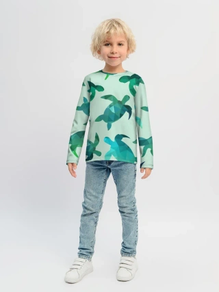 Детский лонгслив / Абстракция Черепахи Полигон