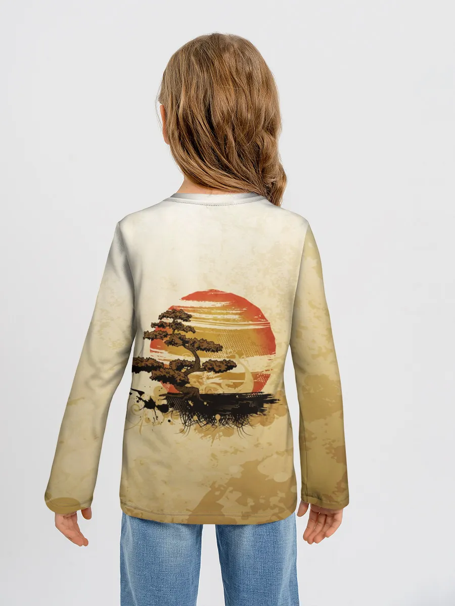 Детский лонгслив / Дерево на закате