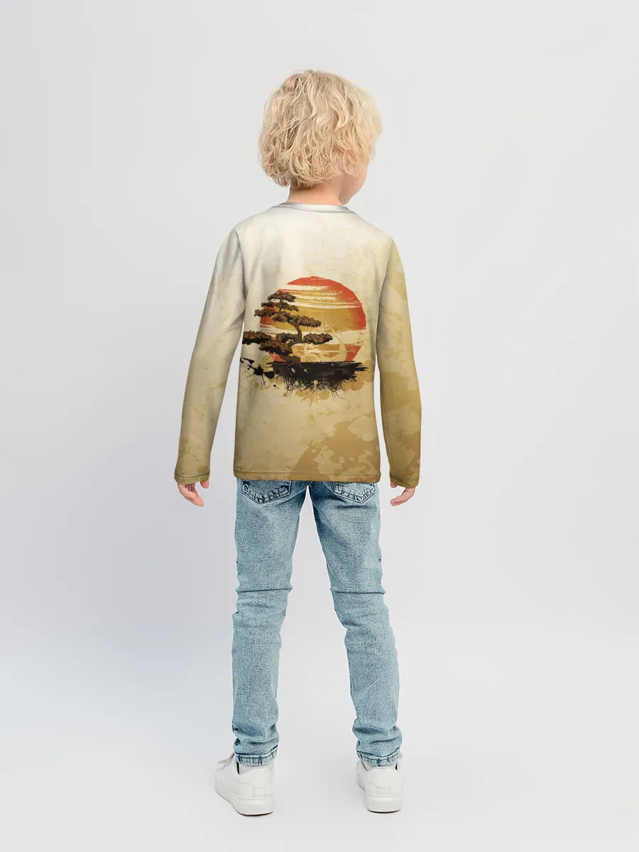 Детский лонгслив / Дерево на закате
