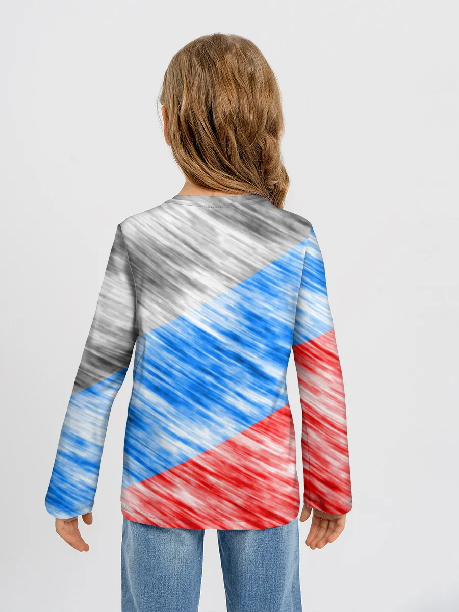 Детский лонгслив / Российский флаг с гербом