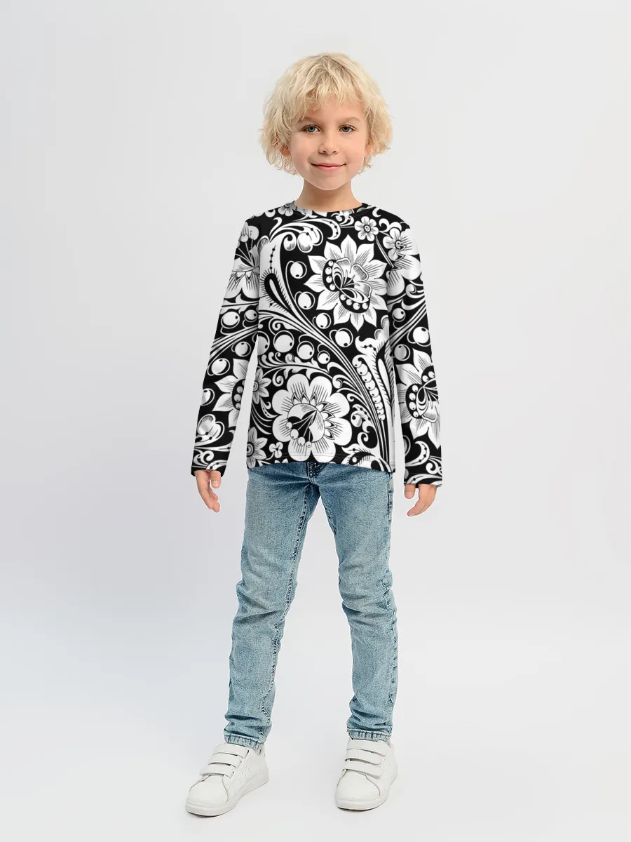 Детский лонгслив / Хохлома чб