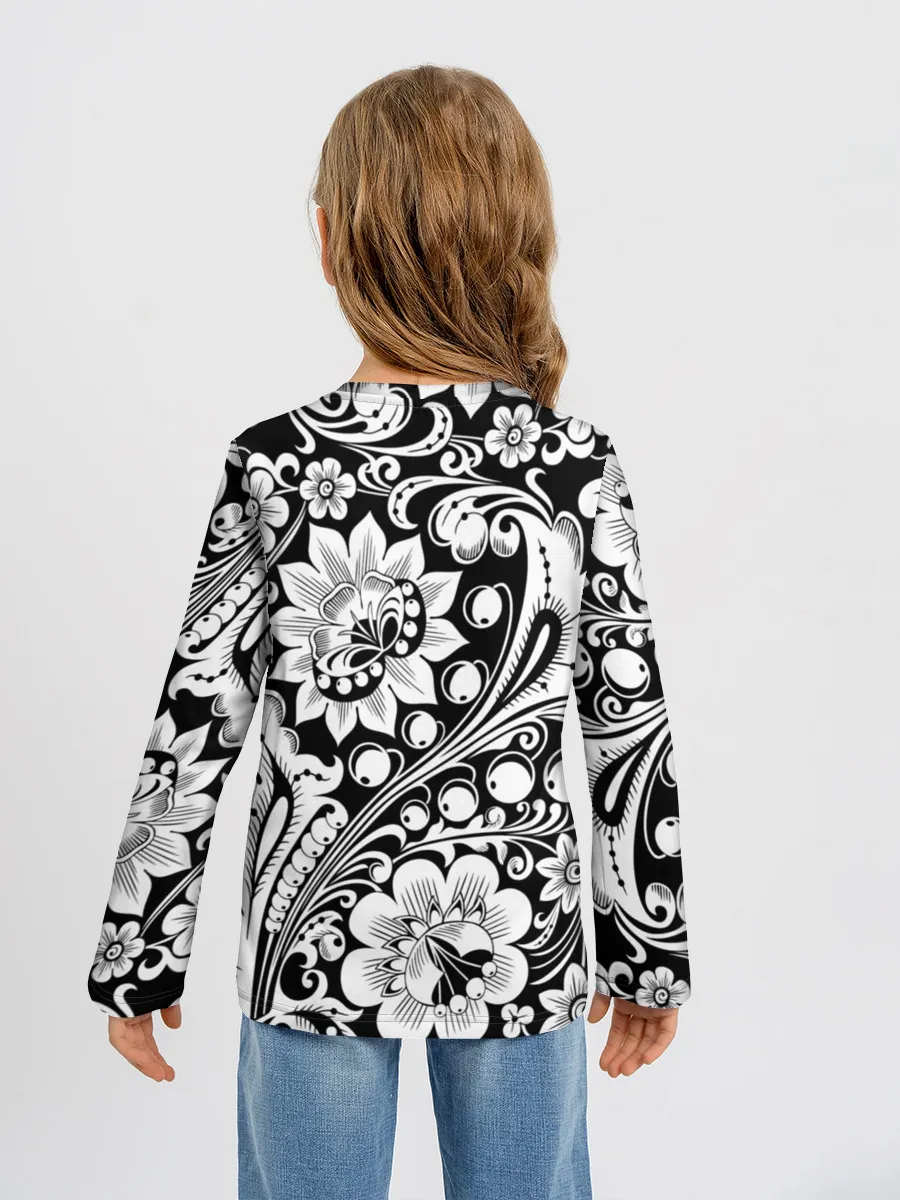 Детский лонгслив / Хохлома чб