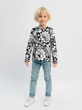Детский лонгслив / Хохлома чб