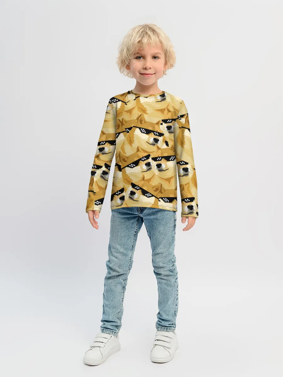 Детский лонгслив / Doge мем в deal with it очках