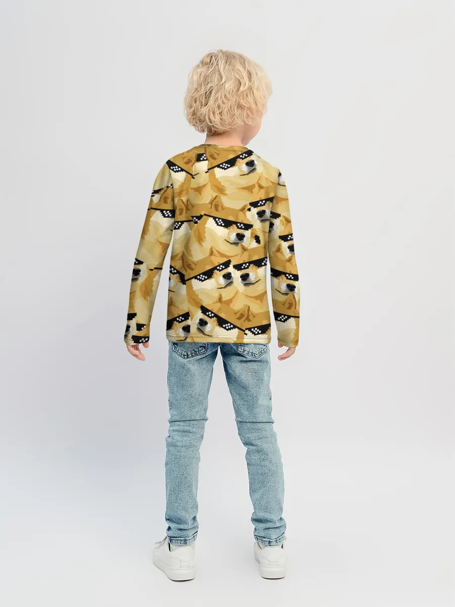 Детский лонгслив / Doge мем в deal with it очках