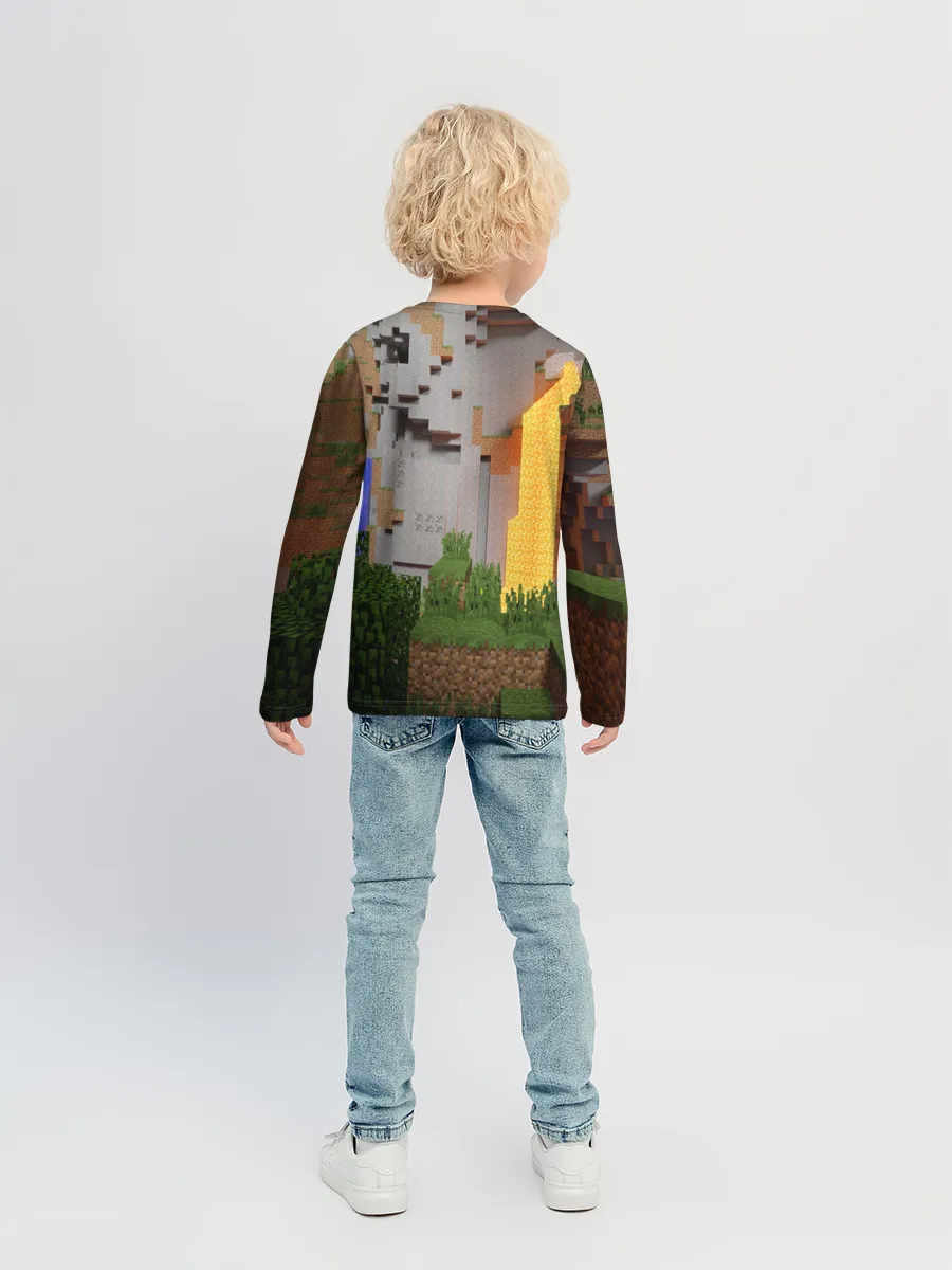 Детский лонгслив / Стив сражается с Эндердраконом