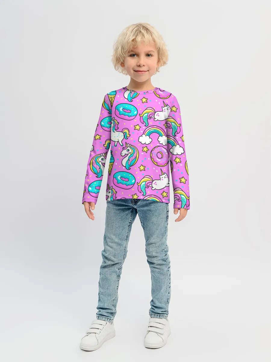 Детский лонгслив / Котики и Единороги