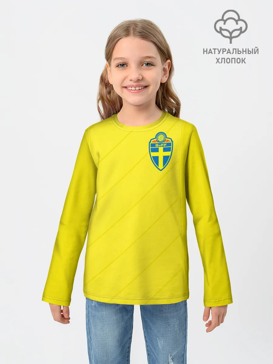 Детский лонгслив / Швеция домашняя форма ЧМ 2018