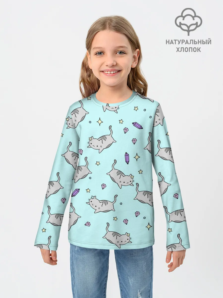 Детский лонгслив / Кавайные котики