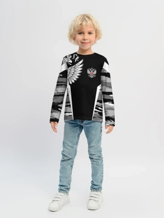 Детский лонгслив / Камуфляж Россия