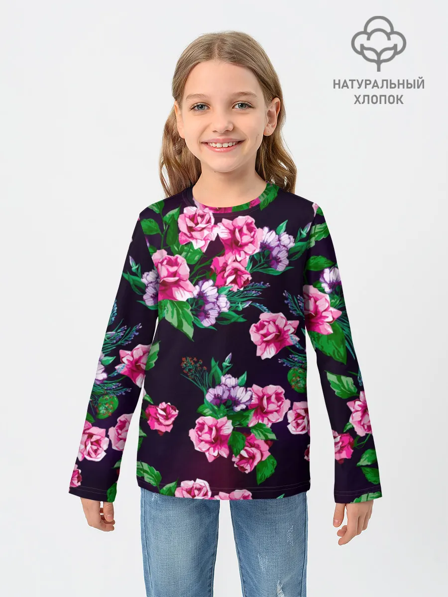 Детский лонгслив / Розы