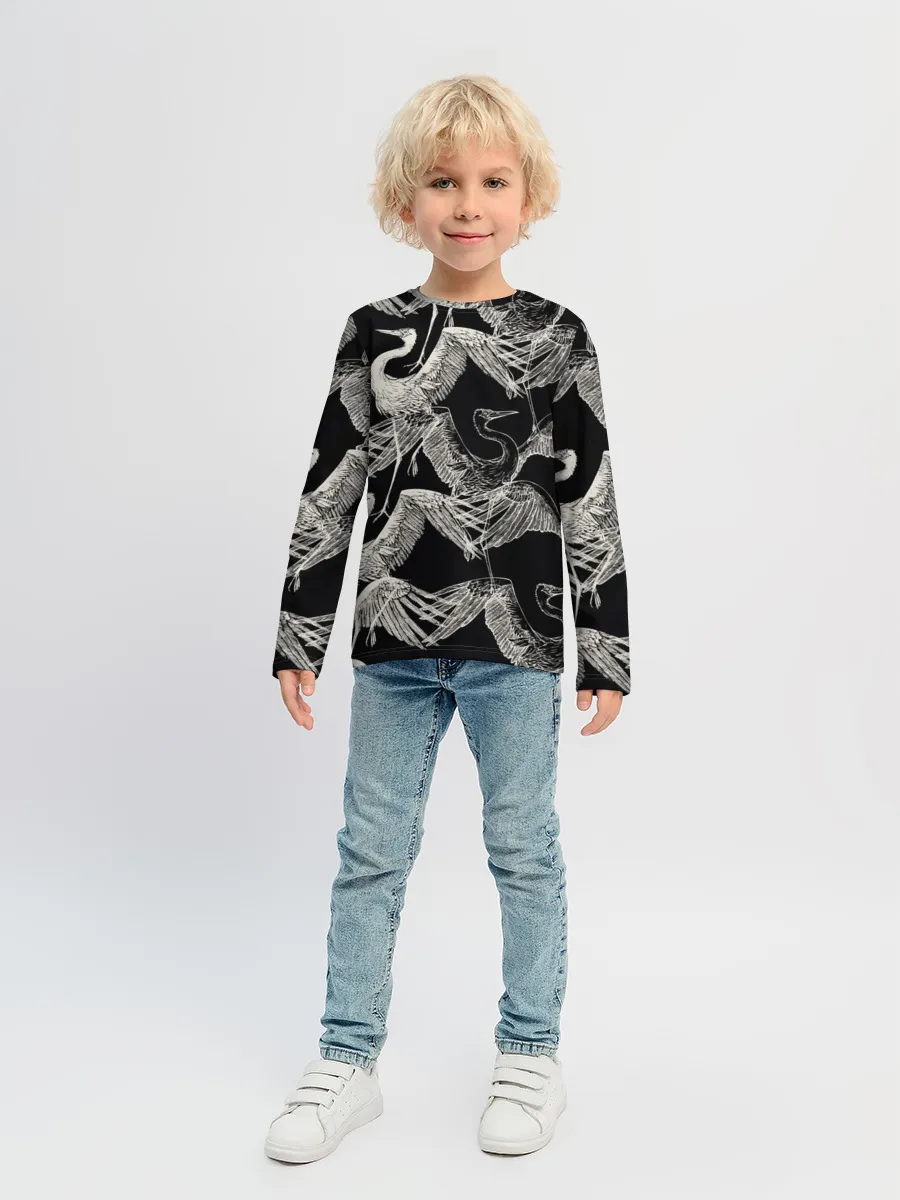 Детский лонгслив / Белые Птицы