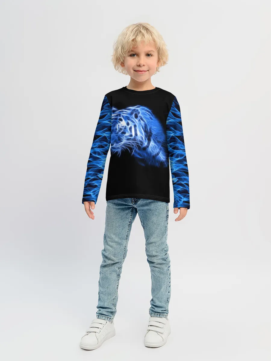 Детский лонгслив / Синий тигр