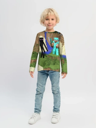 Детский лонгслив / Стив и эндермен.